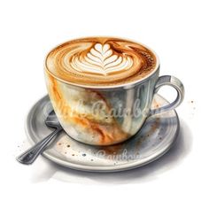 a painting of a coffee cup on a saucer