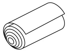 a black and white line drawing of a rolled up roll of paper on a white background