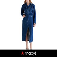 in stock Denim Maxi, Shirtdress, Medium Blue, Steve Madden, In Store, Pick Up, Shoe Accessories, Buy Online, Women Accessories