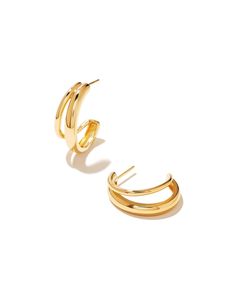 Want that sought after double-piercing look? Say hello to Meg! The Meg Double Hoop Earrings in 18k Gold Vermeil feature a split-hoop design that gives the appearance of two earrings in one stylish piece.,Metal18k Yellow Gold VermeilWhat is Vermeil?Vermeil (that’s pronounced ver-may) is a gold plating technique that dates back to the 19th century. While other jewelers plate over less durable metals, our vermeil starts with a Sterling Silver base and is plated with just over 2.5 microns of 18k Gol The Meg, Double Piercing, Double Band Rings, Double Hoop Earrings, Hoop Design, Demi Fine Jewelry, Silver Prices, Jewelry Earrings Hoops, Gold Hoop