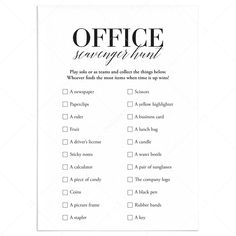 Office Scavenger Hunt Cards Printable by LittleSizzle Work Scavenger Hunt, Office Scavenger Hunt, Scavenger Hunt Template, Scavenger Hunt Riddles, Fun Icebreaker Games, Work Team Building, 50th Birthday Party Games, Icebreaker Games, Fun Icebreakers