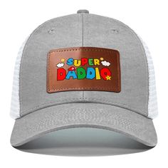 a grey hat with the words super dado on it