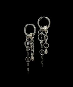 "These punk rock earrings emulate bubbles as they dangle from your ears. They're both ethereal and grunge-inspired, elevating your look. The design of these earrings is very intricate but they can get tangled, so be careful to store them safely!  This piece is hypoallergenic, as well as lead and nickel-free. For optimal care, be sure to keep away from moisture! Inner hoop diameter: 14 mm Tip: all my earrings come in pairs, meaning that \"1 quantity\" equals one pair. ;)" Subversive Earrings, Grunge Earrings Aesthetic, Grunge Jewelry Earrings, Spiky Jewelry, Edgy Silver Earrings, 90's Jewelry, Alt Earrings, Accessories Grunge, Dreamy Earrings