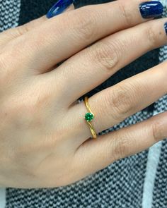 Emerald Engagement Ring in 14K Solid Gold, 6 Prongs Dainty Ring, Classic Solitaire, Best Gift for her, Handmade Jewelry ◎ Details ◎ ○ Gemstone Details .EMERALD Round Cut 3.40 mm approx. 0.33 ct ○ Gold Details 14K Solid Gold Width of Band : 2.00 mm Weight of Ring : approx 2.00 gr Made to Order HANDMADE ITEM ○ Upgrade to Solid 18K Gold, please click the link below: https://www.etsy.com/listing/962826004 ○ For more SOLITAIRE rings : https://etsy.me/3uvvkKG For more EMERALD Jewelry : https://etsy.me 14k Gold Emerald Ring With Prong Setting For Promise, Emerald Solitaire Open Ring For Anniversary, Solitaire Emerald Open Ring For Anniversary, Green Birthstone Ring With Round Band, Solitaire Ring Jewelry For Gift, Emerald Solitaire Stackable Rings For Anniversary, Fine Jewelry Stackable Solitaire Rings For May Birthstone, Emerald Ring With Sterling Silver Round Band As Gift, Adjustable Yellow Gold Emerald Ring As A Gift