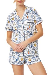 PRICES MAY VARY. Matching Pajamas Set Material: The Super Soft Pajama Set is made of Polyester blend, breathable and cozy, lightweight and skin-friendly. Short sleeve sleepwear top and pajama shorts set. Two-Piece Sleepwear Pajama Set Feature: Top: button down, collared, relax fit, loose fit baggy pjs top, short/long sleeve,cute/novelty/funny printed shirt top. Bottom: elastic waistband, high waist loose fit shorts pants pjs shorts. Pjs Sets for Women Design: Silk pajamas for women, satin pajama Preppy Christmas Wishlist, Emilia Aesthetic, Roller Rabbit Pjs, Preppy Pajamas, Middle School Style, Preppy Pjs, Sleep Aesthetic, Christmas Sleepover, White Boho Tops