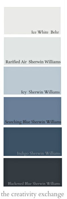 the color scheme for an interior paint scheme with blue and gray colors, including white