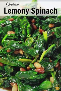 spinach and pine nuts with lemony spinach sauce