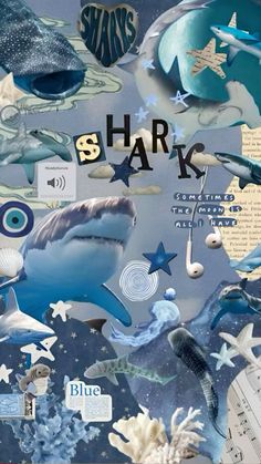 a collage of various sea animals and marine creatures with words that read's shark