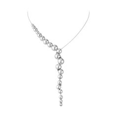 A string of different sized sterling silver beads follows the neckline, almost like a natural growing vine, before finishing in a cluster of grapes to form this elegant necklace. The beads along the chain are not fixed and the pendant is made from separate linked sections, all adding to a sense of fluidity in the design and a comfortable fit around the neck. Wear with matching earrings from the same collection for a sophisticated evening look. Taking an original Georg Jensen motif - and abstract Georg Jensen Silver, Dress Necklace, Oxidized Necklace, Necklace With Pendant, Platinum Rose Gold, Stylish Bracelet, Modern Necklaces, Georg Jensen, Delicate Earrings