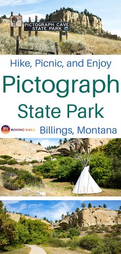 the cover of hike, picnic and enjoy pictograph state park by billings montana