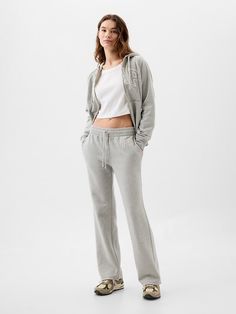 Soft, comfy fleece. Drawcord ties at ribbed, elasticized waistband. Gap logo at hip. #450008 Straight Sweatpants, Tan Chinos, Navy Uniforms, Gap Logo, Gray Matters, Raglan Sleeve, Toddler Boys, Black And Navy, Zip Hoodie