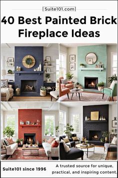 the best painted brick fireplace ideas for living room, dining room and bedroom decorating