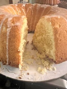 a bundt cake with one slice cut out