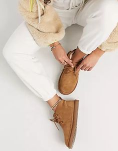 UGG Neumel lace up ankle boots in chestnut | ASOS Chestnut Suede Boots, Color Castaño, Timeless Boots, Ugg Neumel, Uggs Outfit, Lace Up Ankle Boots, Boots Outfit