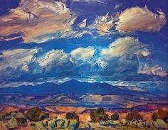 an oil painting of clouds in the sky