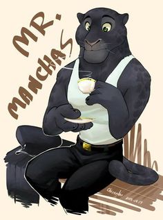 a black cat sitting on top of a chair holding a glass in its paws and the words mr macarons above it