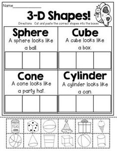 the three dimensional shapes worksheet is shown in this printable activity for kids