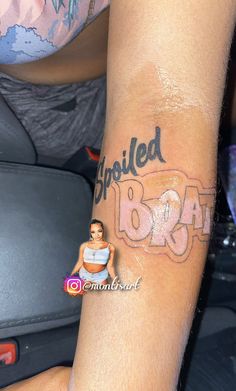 a woman's arm with tattoos on it and the words, applied boba