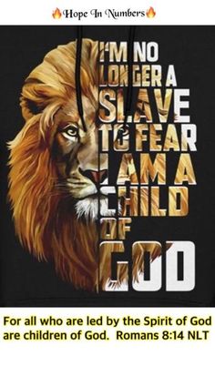 a lion with the words i'm no longer a slave to fear i am a child