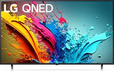 the lg qled tv with colorful paint splashing on it's screen