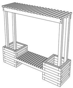 a bench made out of wooden pallets