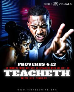 the poster for provers 6 13 teacheth with his fingers, showing two people pointing at