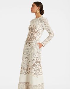 Lacey Long Sleeve Swing Dress in Solid White Smoke for Women | La DoubleJ US Brown Lace Dress, Geometric Lace, Boho Chic Dress, Iconic Dresses, Boho Women, Cotton Lace, Swing Dress, Night Dress, Long Skirt