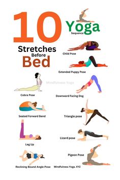 the 10 yoga stretches before bed poster