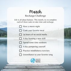 March Challenge, Sunday Reset, Agenda Planner, Learn A New Skill, Self Awareness, Movie Night, Self Care, Self Love