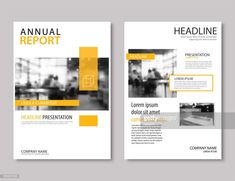 a yellow and black annual report brochure design with square shapes on the cover