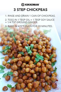 chickpeas on a white plate with herbs and seasoning