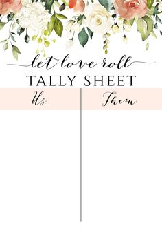 a floral printable table plan with the words let love spell