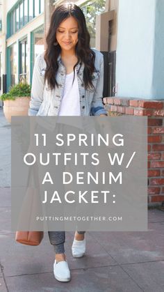 Womens Outfits With Jean Jackets, What To Wear A Denim Jacket With, How To Style Long Jean Jacket, Outfits With Jean Jacket Summer, Casual Jean Jacket Outfits Spring, Casual Outfits With Jean Jacket, Outfits With Light Jean Jacket, Denim Jacket Looks For Women, Jean Jackets Women