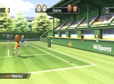 an animated tennis game is shown in this screenshot from the nintendo wii video game