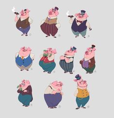 Three Pigs, Pig Drawing, Pig Illustration, Pig Art, Cartoon World, Three Little Pigs, Illustration Character