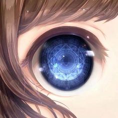 an anime character's eye is shown in this image, with the iris visible