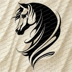 a horse's head is shown in the shape of a stylized design on sand