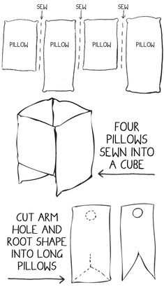 the instructions for how to make an origami box with four pillows and two sides