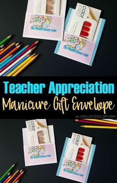 Simple teacher appreciation gift idea! Use printable manicure gift envelopes and place Color Street nails in them to give a teacher gift they can actually use and appreciate! Manicure Gift Ideas, Manicure Party, Lucky Nails, Homemade Envelopes, Thanks Teacher, Teacher Appreciation Ideas, Free Printable Gift Tags