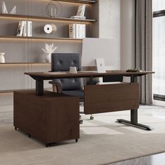 an office with a desk and chair in it