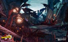 the video game's screenshot shows an alien forest