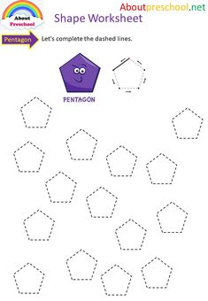 the shape worksheet for children to learn how to draw pentagons and shapes