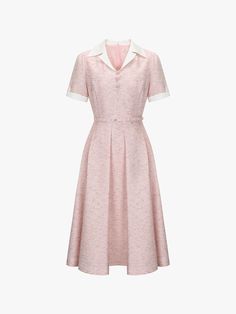 Composition : Shell: polyester 56% rayon 41% linen, 2% metal fiber, lining: polyester 100% accessory: polyester 56% rayon 41% linen 2%Color : PINK_4(44),PINK_5(55),PINK_6(66)Country of Origin : China Chic Pink Tweed Summer Dress, Chic Pink Summer Tweed Dress, Summer A-line Tweed Dress For Work, Spring A-line Tweed Dress, Fitted Pink Tweed Summer Dress, Spring Formal Midi-length Tweed Dress, Spring Formal A-line Tweed Dress, Classic Tweed Spring Dresses, Classic Spring Tweed Dresses