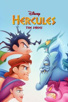 the poster for disney's herculess, which features two men with different facial expressions