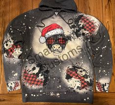 Custom made to order Independent Bleached hoodie with Buffalo plaid and cowhide patches Bleached Hoodie, Shaggy Cow, Bleach Hoodie, Buffalo Plaid, Buffalo, Gender Neutral, Cow, Custom Made, Adult Outfits