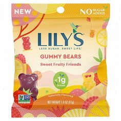 lily's gummy bears sweet fruity friends, 12g each pouch pack