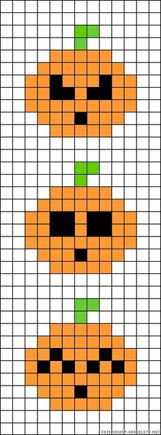 a cross stitch pattern with pumpkins in the middle and black, green, and orange stripes