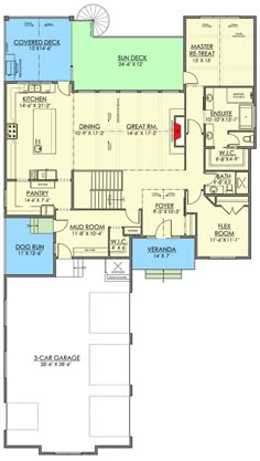 the first floor plan for this house shows the living room and dining area, as well as