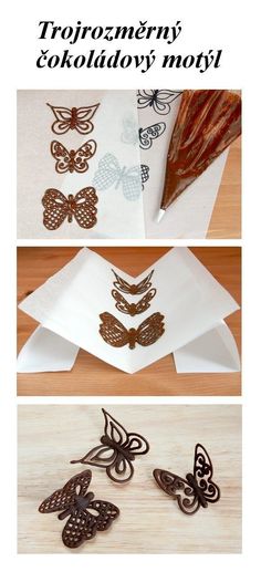 the instructions for how to make paper napkins that look like butterflies and moths are shown