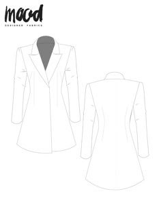 the sewing pattern for a women's blazer jacket with an open front and long sleeves